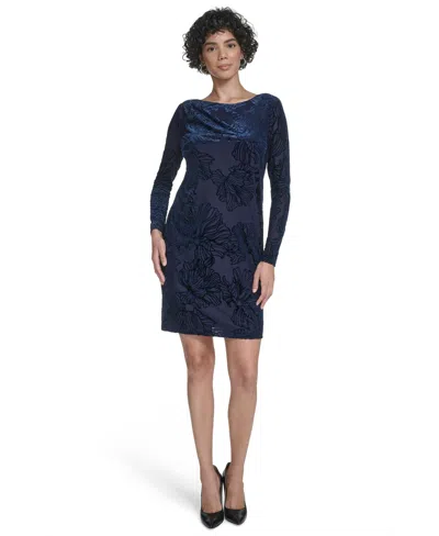 CALVIN KLEIN WOMEN'S VELVET BURNOUT SHIFT DRESS