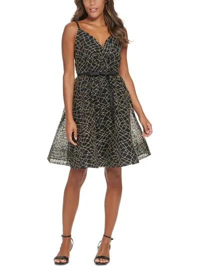 CALVIN KLEIN WOMENS MESH EMBROIDERED COCKTAIL AND PARTY DRESS