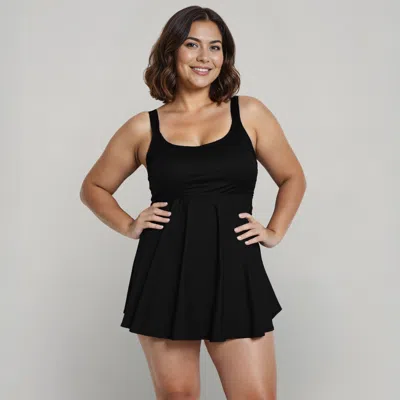 CALYPSA WOMEN'S PLUS AMBER FLARED TANKINI SWIM TOP WITH ADJUSTABLE STRAPS AND REMOVABLE CUPS