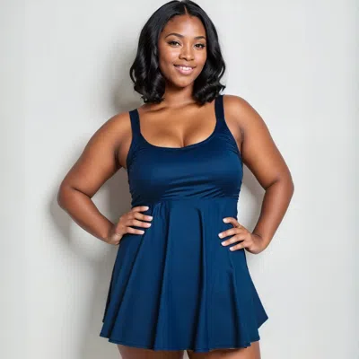 CALYPSA WOMEN'S PLUS AMBER FLARED TANKINI SWIM TOP WITH ADJUSTABLE STRAPS AND REMOVABLE CUPS