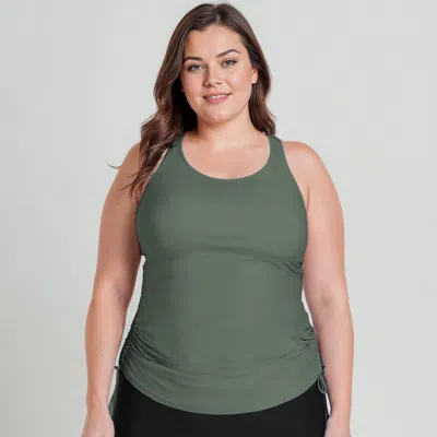 CALYPSA WOMEN'S PLUS MAYA MAYA TANKINI SWIM TOP WITH REMOVABLE CUPS