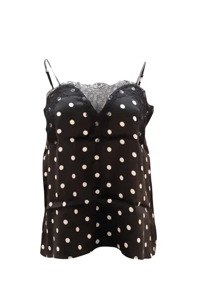 CAMI NYC POLKA DOT SWEETHEART CAMISOLE IN BLACK PRINT SILK