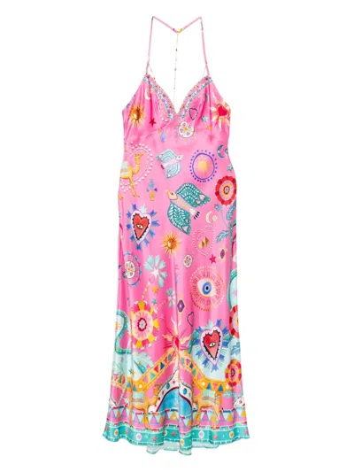 CAMILLA CHAIN-DETAIL SLIP DRESS