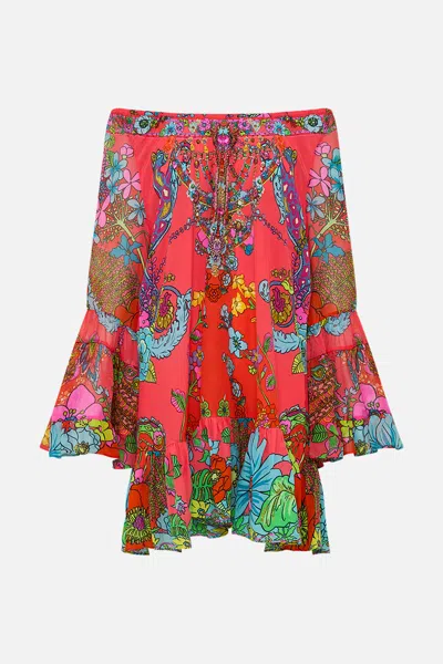 CAMILLA A LINE FRILL DRESS WINDMILLS AND WILDFLOWERS