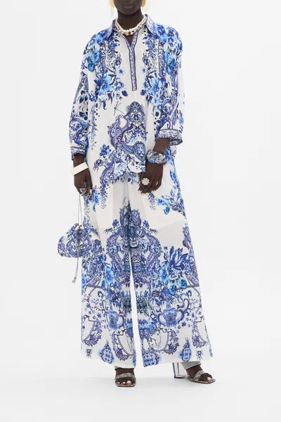 CAMILLA BUTTON UP TOP WITH DRAPED BACK GLAZE AND GRAZE