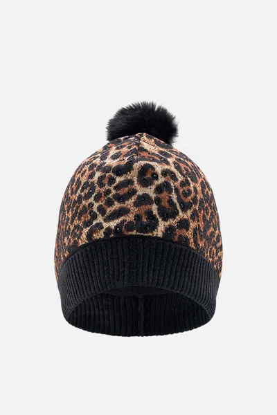 CAMILLA EMBELLISHED BEANIE LEOPARD PRINT