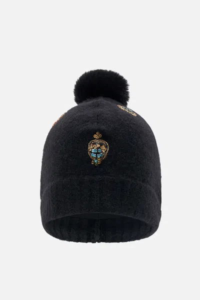 CAMILLA EMBELLISHED BEANIE SOLID BLACK