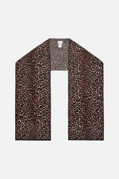 CAMILLA EMBELLISHED KNIT SCARF LEOPARD PRINT