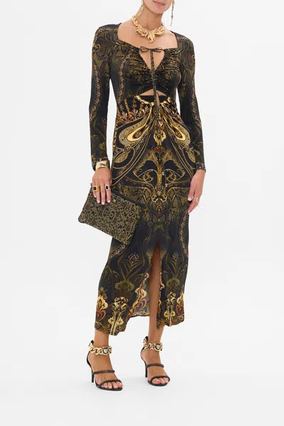 CAMILLA GATHERED CUT OUT JERSEY DRESS NOUVEAU NOIR