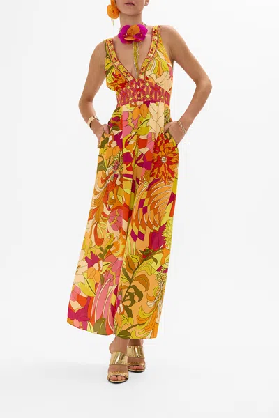 CAMILLA HALTERNECK JUMPSUIT WITH TIE NECK THE FLOWER CHILD SOCIETY