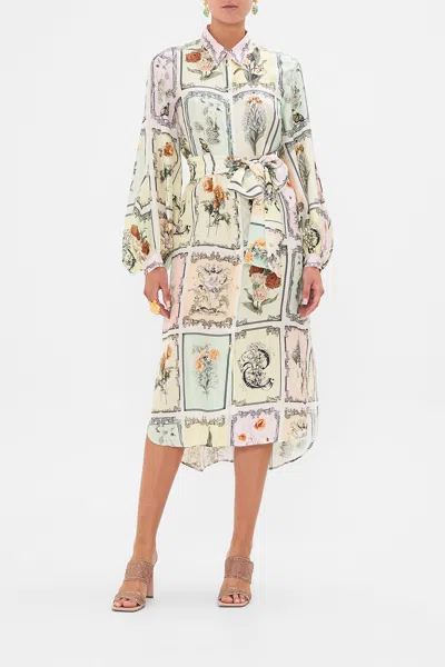 CAMILLA HIGH LOW MIDI SHIRT DRESS LONG LIVE LETTERPRESS