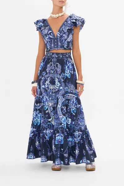CAMILLA HIGH WAISTED TIERED SKIRT DELFT DYNASTY