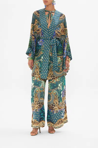 CAMILLA KIMONO WITH TIE BELT FAN DANCE