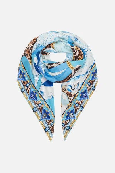 CAMILLA LARGE SQUARE SCARF SKY CHEETAH