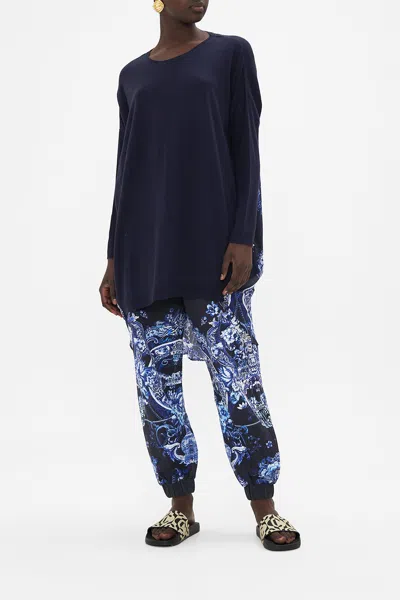 CAMILLA LONG SLEEVE JUMPER WITH PRINT BACK DELFT DYNASTY