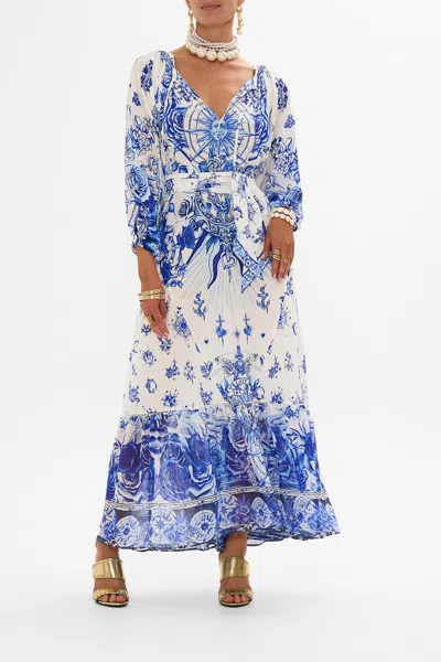 CAMILLA LONG SLEEVE OVERSIZED PEASANT DRESS IMMORTAL INK