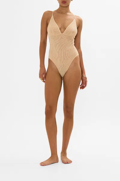 CAMILLA MESH TRI BODYSUIT SOLID NUDE