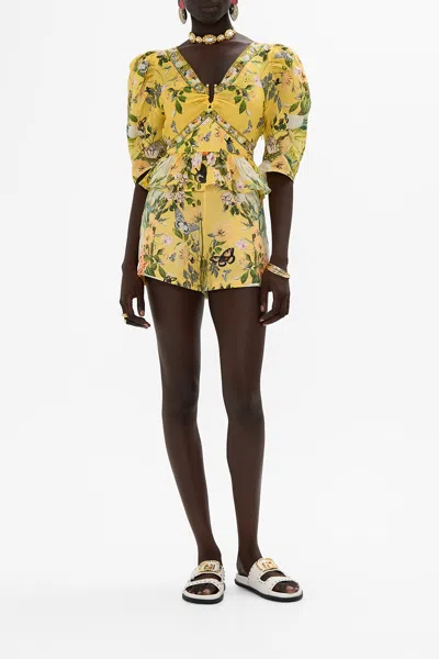 CAMILLA PUFF SLEEVE TOP WITH HARDWARE PATHS OF GOLD