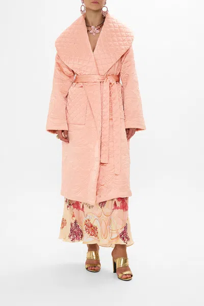 CAMILLA QUILTED LONG WRAP COAT BLOSSOMS AND BRUSHSTROKES