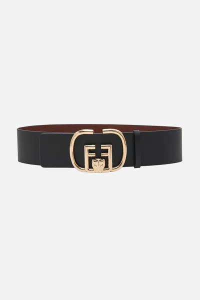 CAMILLA REVERSIBLE BUCKLE BELT SOLID BLACK