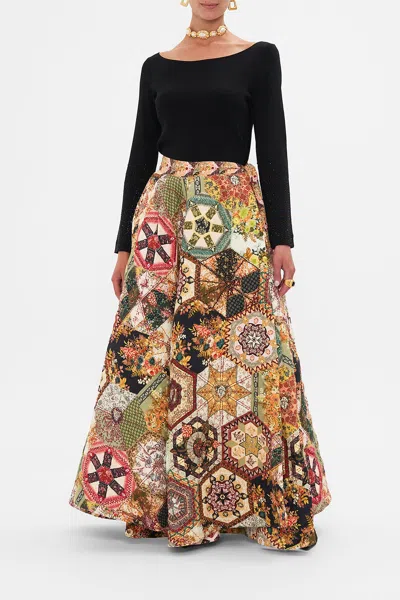 CAMILLA REVERSIBLE EMBROIDERED QUILTED WRAP SKIRT STITCHED IN TIME