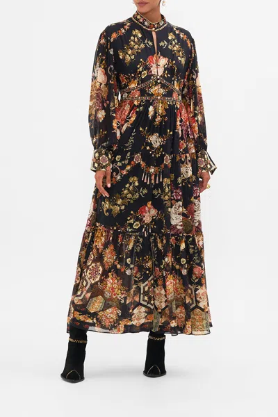 CAMILLA SHAPED WAISTBAND DRESS WITH TIERED SKIRT STITCHED IN TIME