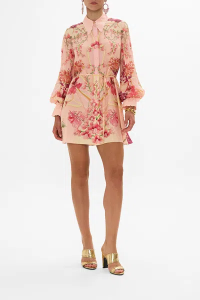 CAMILLA SHIFT SHIRT DRESS BLOSSOMS AND BRUSHSTROKES