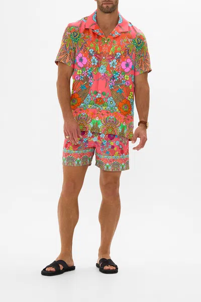 CAMILLA SHORT SLEEVE CAMP COLLARED SHIRT WINDMILLS AND WILDFLOWERS