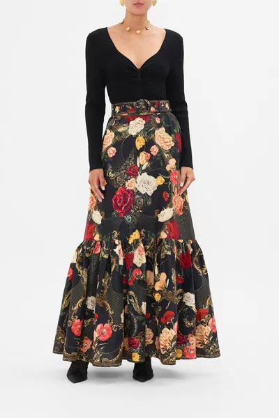 CAMILLA SKIRT WITH DEEP HEM FRILL AND BELT MAGIC IN THE MANUSCRIPTS