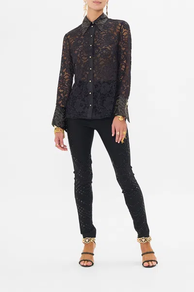 CAMILLA STRETCH LACE FITTED SHIRT NOUVEAU NOIR