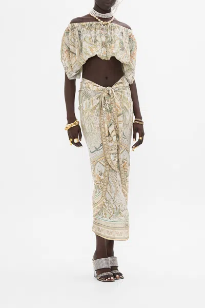 CAMILLA TIE FRONT SKIRT IVORY TOWER TALES