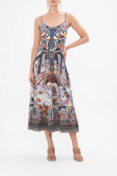 CAMILLA TIERED LACE UP MIDI DRESS MY FOLK ART HEART