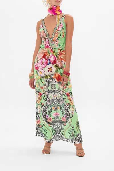 CAMILLA TWIST FRONT DRESS WITH HARDWARE PORCELAIN DREAM