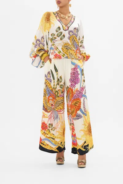 CAMILLA V-NECK BLOUSON SLEEVE BLOUSE SUNFLOWERS ON MY MIND