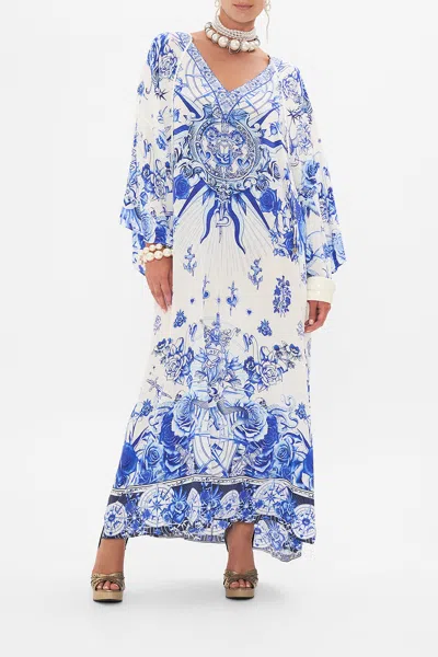 CAMILLA V NECK KAFTAN WITH TIES IMMORTAL INK