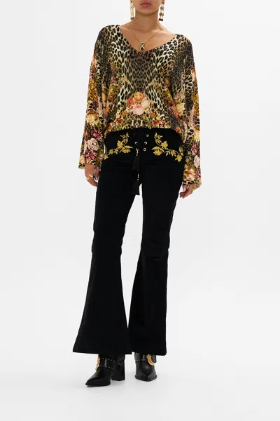 CAMILLA V NECK PRINTED DOLMAN SLEEVE KNIT BORN IN BRUGES