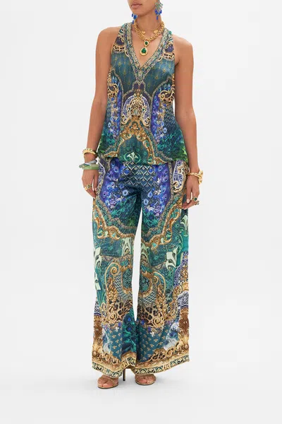 CAMILLA V NECK TOP WITH KNOT BACK FAN DANCE