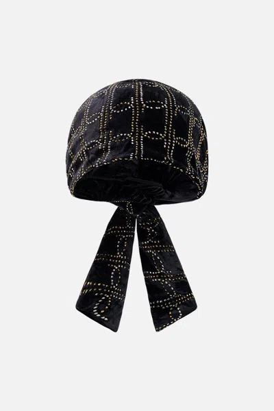 CAMILLA VELVET HEADSCARF SOLID BLACK