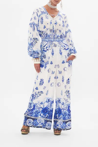 CAMILLA WIDE LEG TROUSER WITH FRONT POCKETS IMMORTAL INK