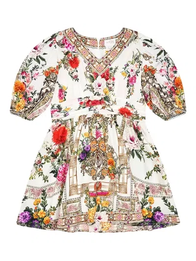 CAMILLA FLORAL-PRINT PUFF-SLEEVE DRESS