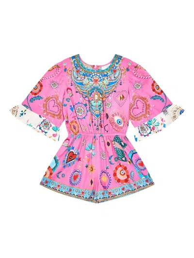 CAMILLA GRAPHIC-PRINT SHORT-SLEEVE PLAYSUIT