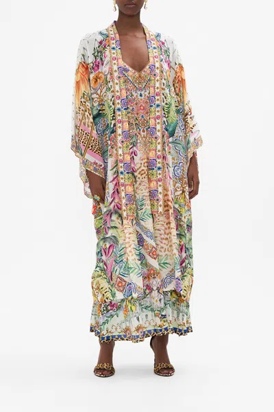 CAMILLA MID LENGTH KIMONO LAYER W COLLAR FLOWERS OF NEPTUNE