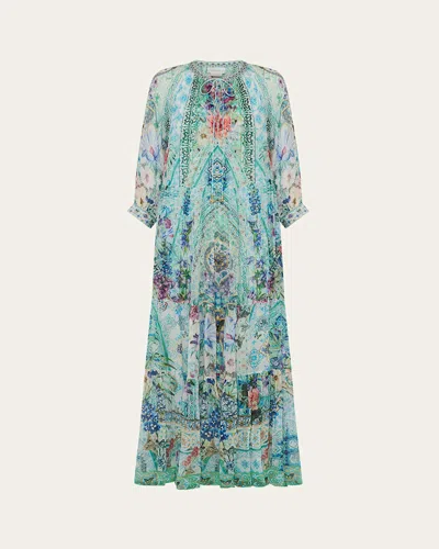 CAMILLA SUNRISE IN SINTRA LONG GATHERED PANEL DRESS