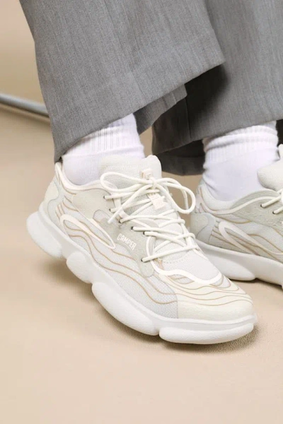 CAMPER KARST WHITE MULTI MESH LACE-UP SNEAKERS