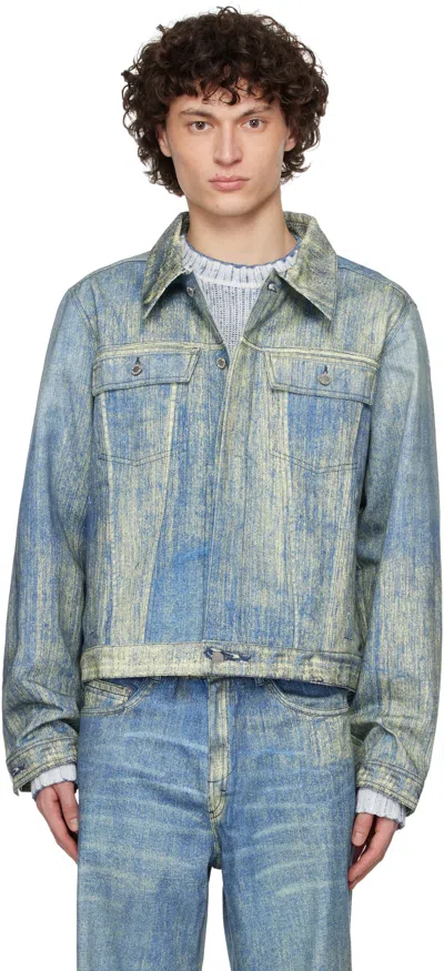 CAMPERLAB BLUE PAINT PRINT DENIM JACKET