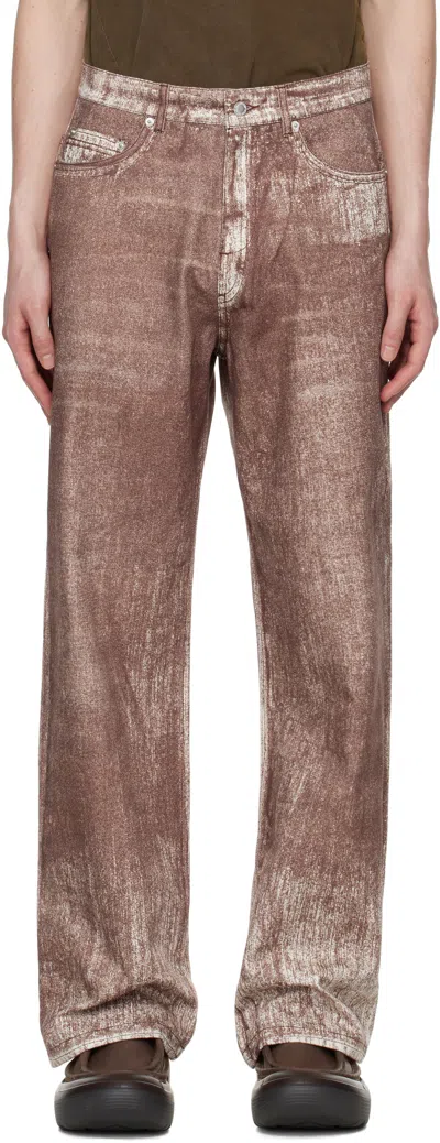 CAMPERLAB BROWN PAINT PRINT JEANS