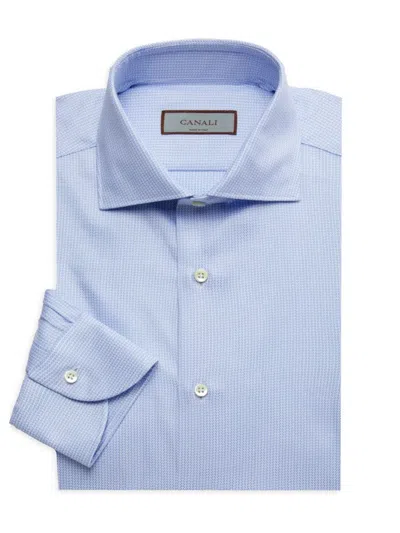 CANALI MEN'S MICRO-CHECK PATTERN DRESS SHIRT
