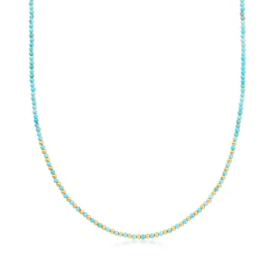 CANARIA FINE JEWELRY CANARIA 3-3.5MM TURQUOISE AND 10KT YELLOW GOLD BEAD NECKLACE