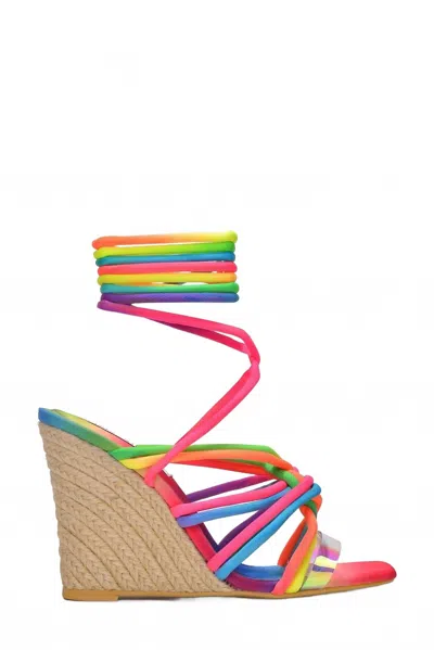 CAPE ROBBIN WOMEN'S ITSA ESPADRILLE WEDGE SANDAL IN PINK MULTI