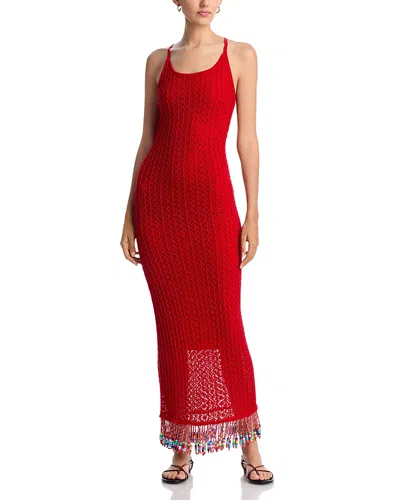 CAPITTANA ALI BEADS RED DRESS SWIM COVER-UP - EXCLUSIVE